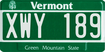 VT license plate XWY189