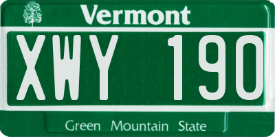 VT license plate XWY190