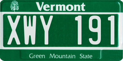 VT license plate XWY191
