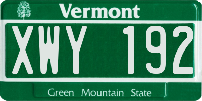 VT license plate XWY192