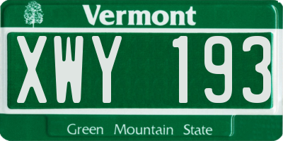 VT license plate XWY193