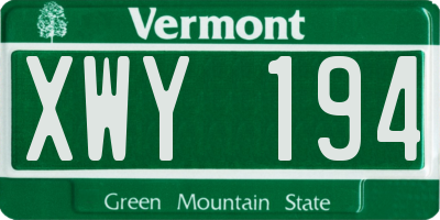 VT license plate XWY194