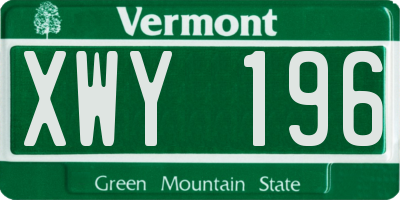 VT license plate XWY196