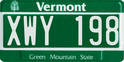 VT license plate XWY198
