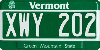 VT license plate XWY202