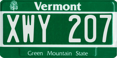 VT license plate XWY207