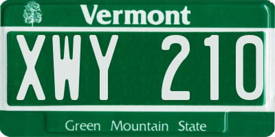 VT license plate XWY210