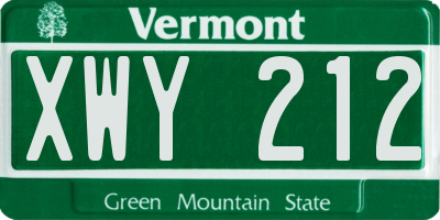VT license plate XWY212
