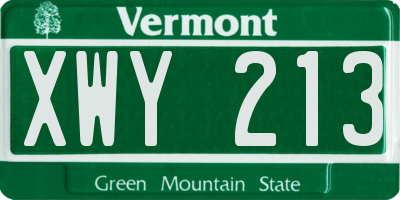 VT license plate XWY213