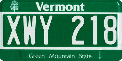VT license plate XWY218