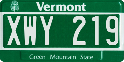 VT license plate XWY219