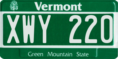 VT license plate XWY220