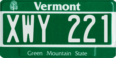 VT license plate XWY221