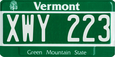 VT license plate XWY223