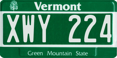 VT license plate XWY224
