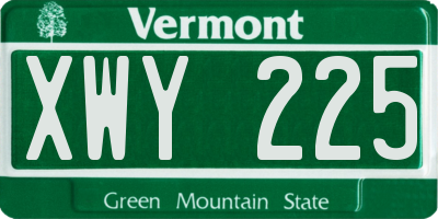 VT license plate XWY225