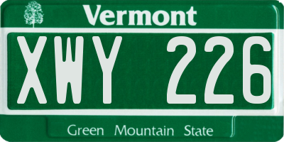 VT license plate XWY226