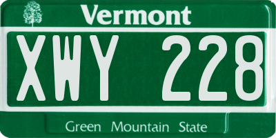 VT license plate XWY228