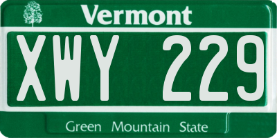 VT license plate XWY229