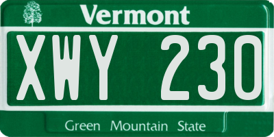 VT license plate XWY230
