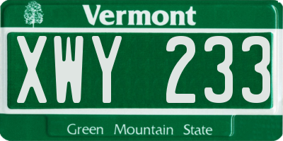 VT license plate XWY233