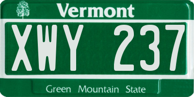 VT license plate XWY237