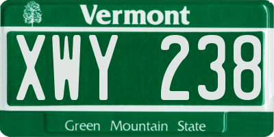 VT license plate XWY238