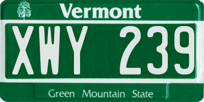 VT license plate XWY239