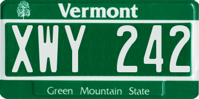 VT license plate XWY242