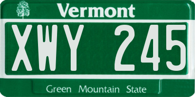 VT license plate XWY245