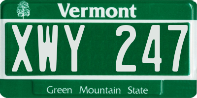 VT license plate XWY247