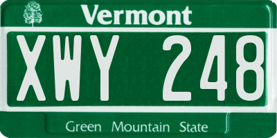 VT license plate XWY248