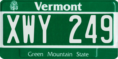 VT license plate XWY249
