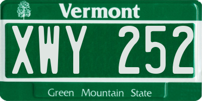 VT license plate XWY252