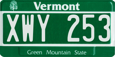 VT license plate XWY253