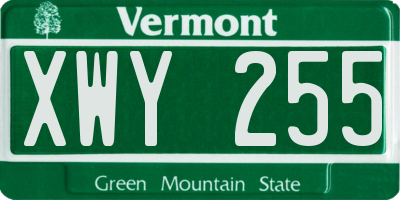 VT license plate XWY255