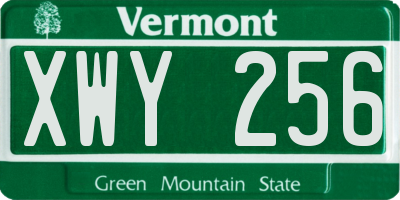 VT license plate XWY256