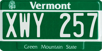 VT license plate XWY257