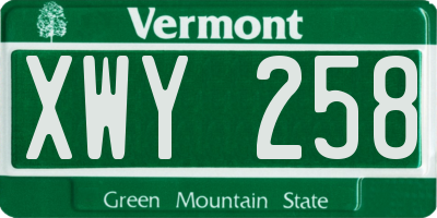 VT license plate XWY258
