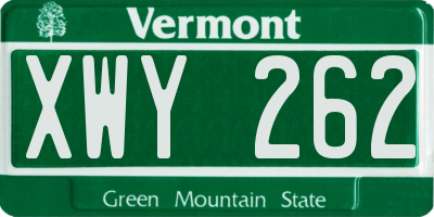 VT license plate XWY262