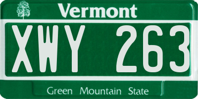 VT license plate XWY263