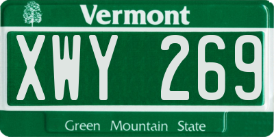 VT license plate XWY269