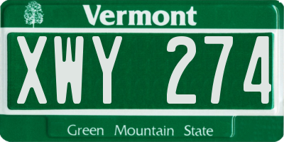 VT license plate XWY274