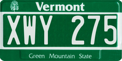 VT license plate XWY275