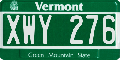 VT license plate XWY276