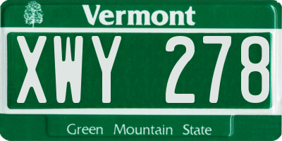 VT license plate XWY278