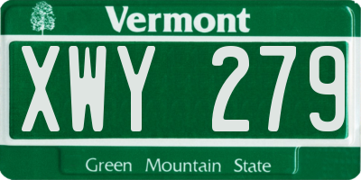 VT license plate XWY279