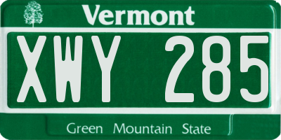 VT license plate XWY285