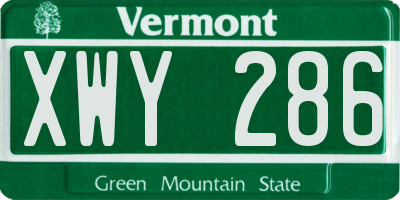 VT license plate XWY286