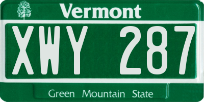 VT license plate XWY287
